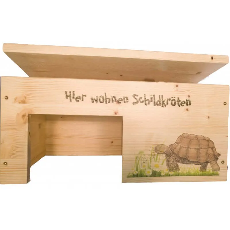Schildkrötenhaus M aus Holz mit Schutzlasur & Aufklappbar