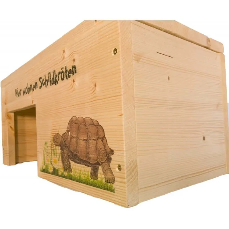 Schildkrötenhaus M aus Holz mit Schutzlasur & Aufklappbar