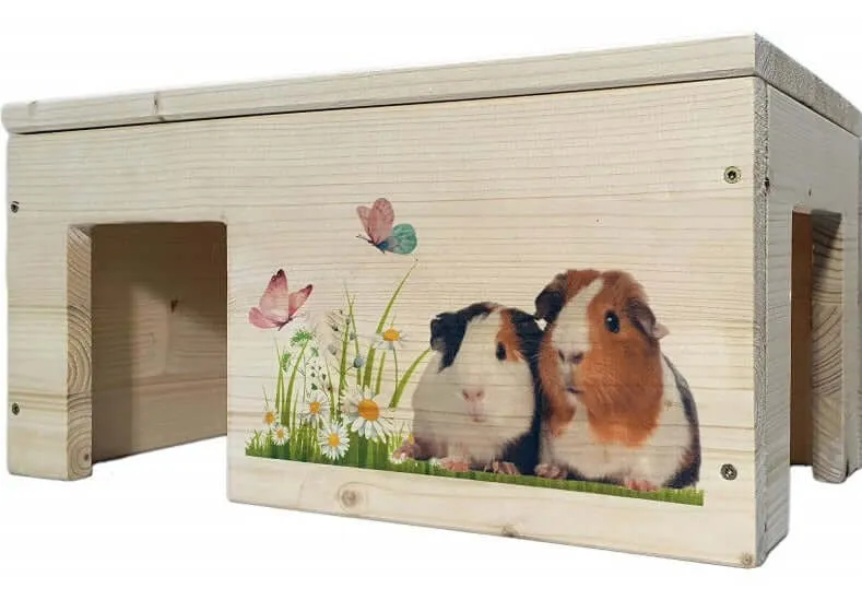 Meerschweinchenhaus aus Holz mit 2 Eingängen