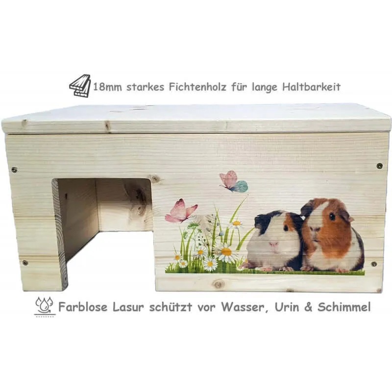 Meerschweinchenhaus aus Holz mit 2 Eingängen