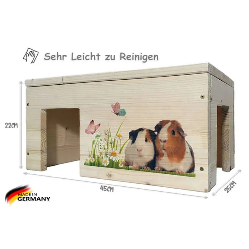 Meerschweinchenhaus aus Holz mit 2 Eingängen