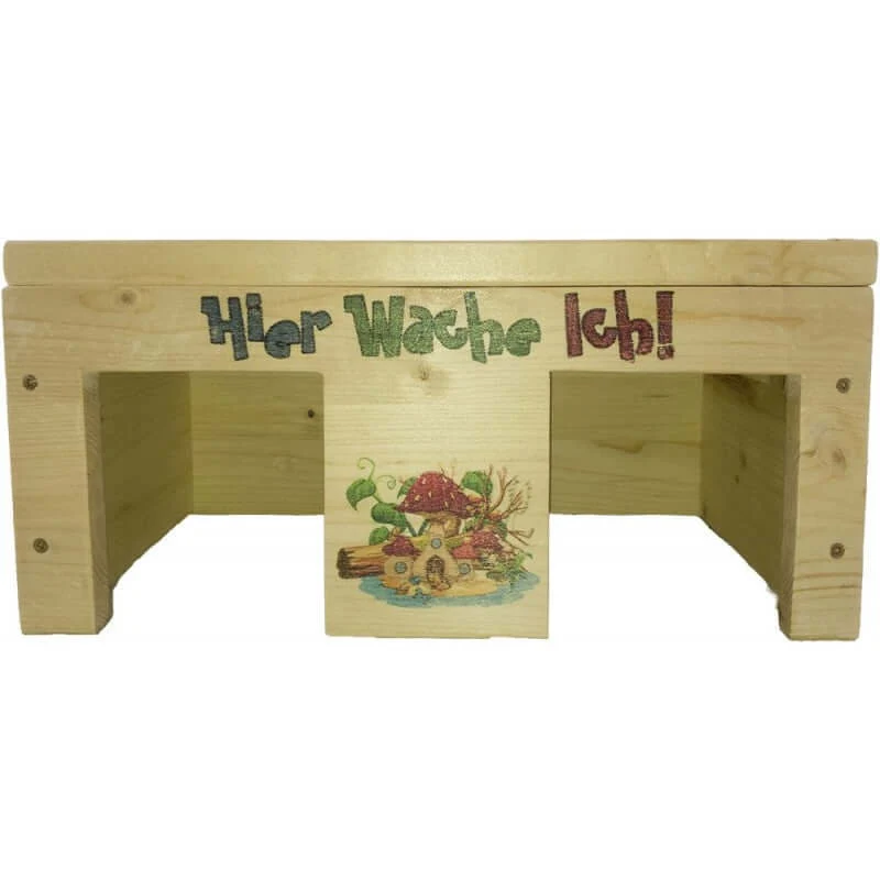 Nagerhaus Hier Wache Ich Meerschweinchen mit 2 Eingängen & Holzlasur