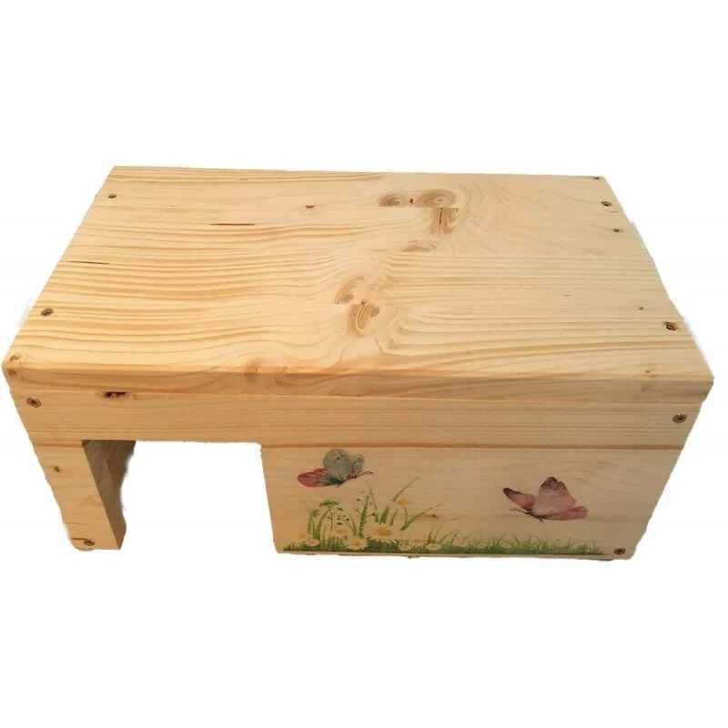 Meerschweinchenhaus Schmetterling mit 2 Eingängen & Holzlasur