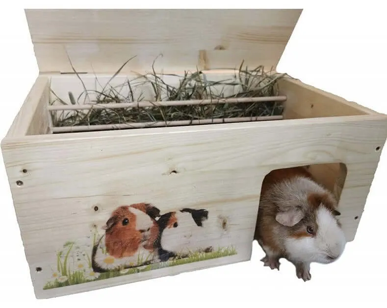 Meerschweinchenhaus mit Heuraufe aus Holz