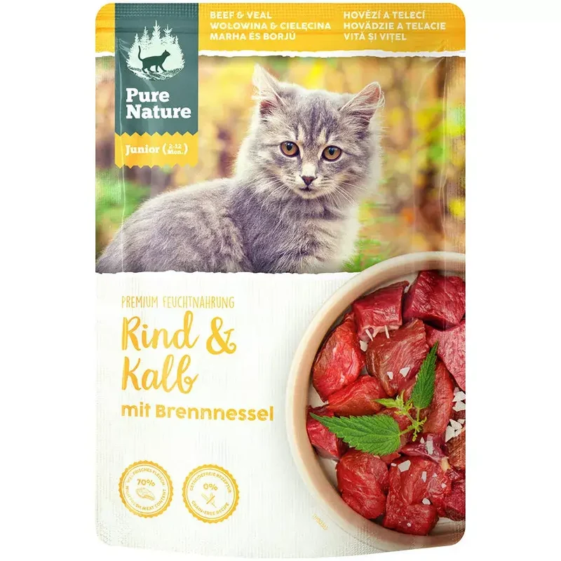 Pure Nature JUNIOR RIND & KALB mit Brennnessel und Eierschalenpulver