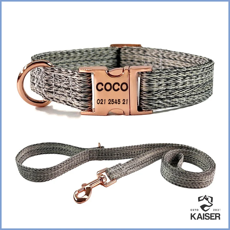 Hundehalsband und Leine geflochten mit Namen