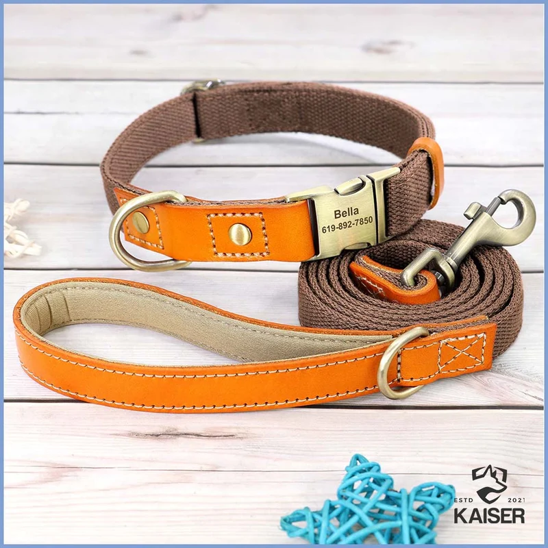 Hundehalsband personalisiert mit Leine