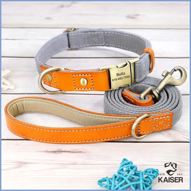 Hundehalsband personalisiert mit Leine