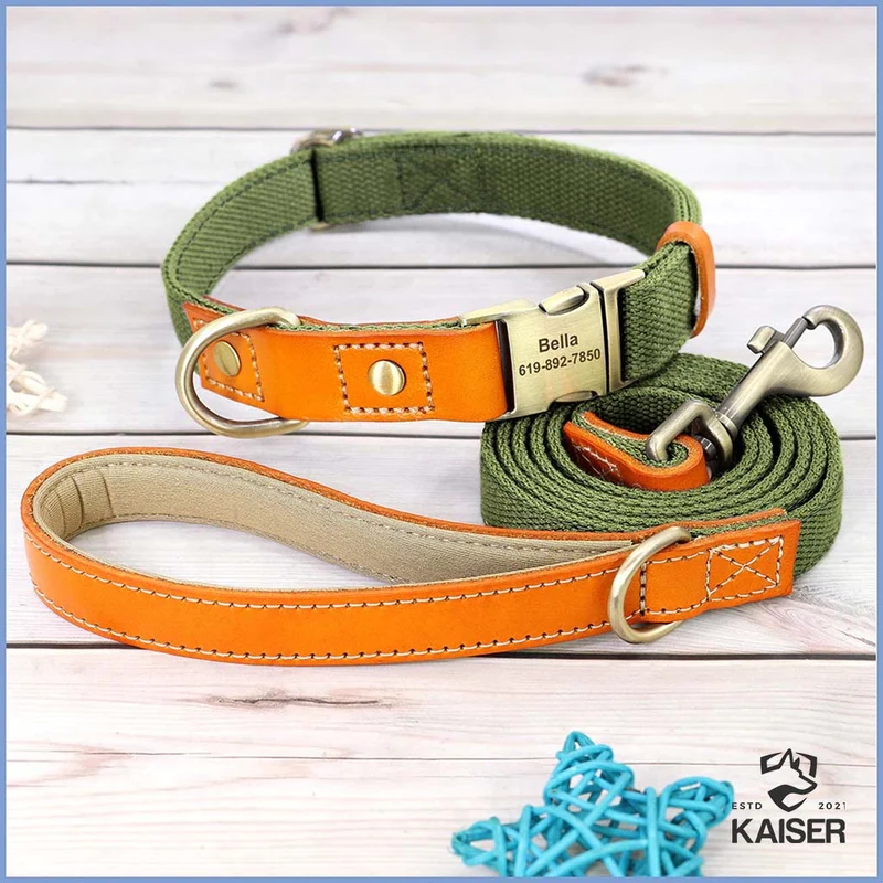 Hundehalsband personalisiert mit Leine