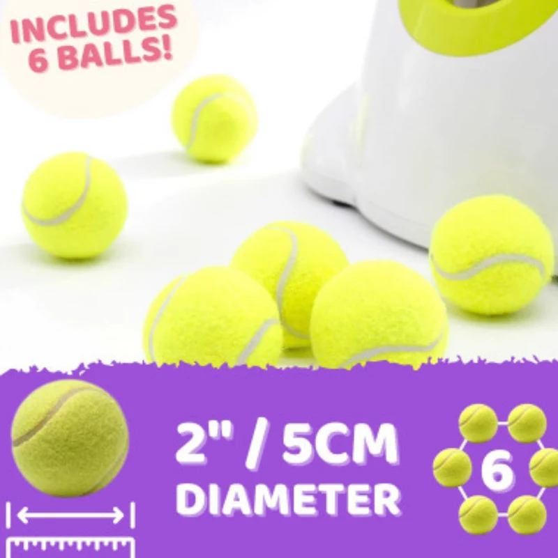 Automatic Ball Launcher Throwing Machine Dog Toys Interactive Tennis Pet 6Balls