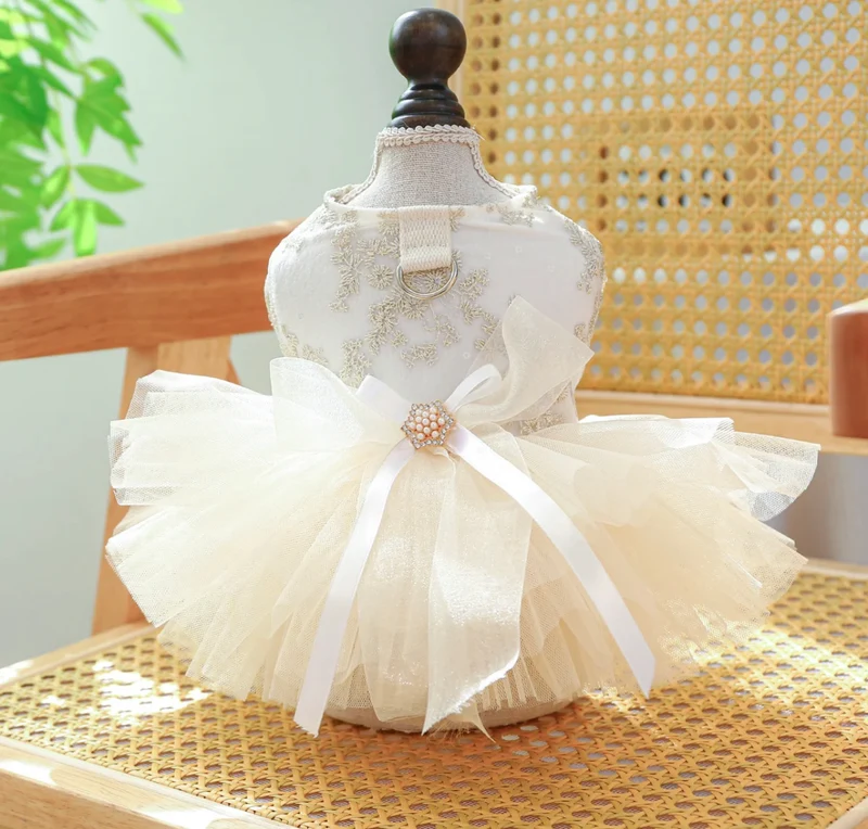 Ivory Cream Bridal Dog Wedding Dress