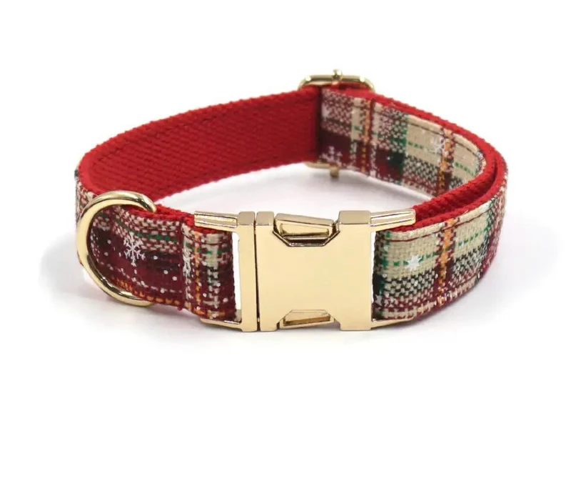Personalised Dog Collar and Leash - Christmas set
