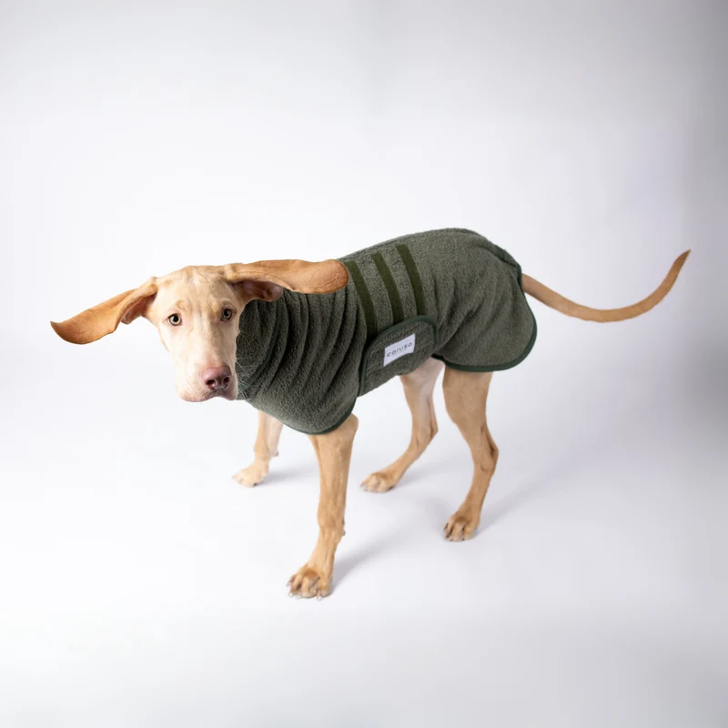 Hundebademantel Cozy Hug von Caruso - OEKO-TEX® zertifiziert - Waldgrün - 6 Größen