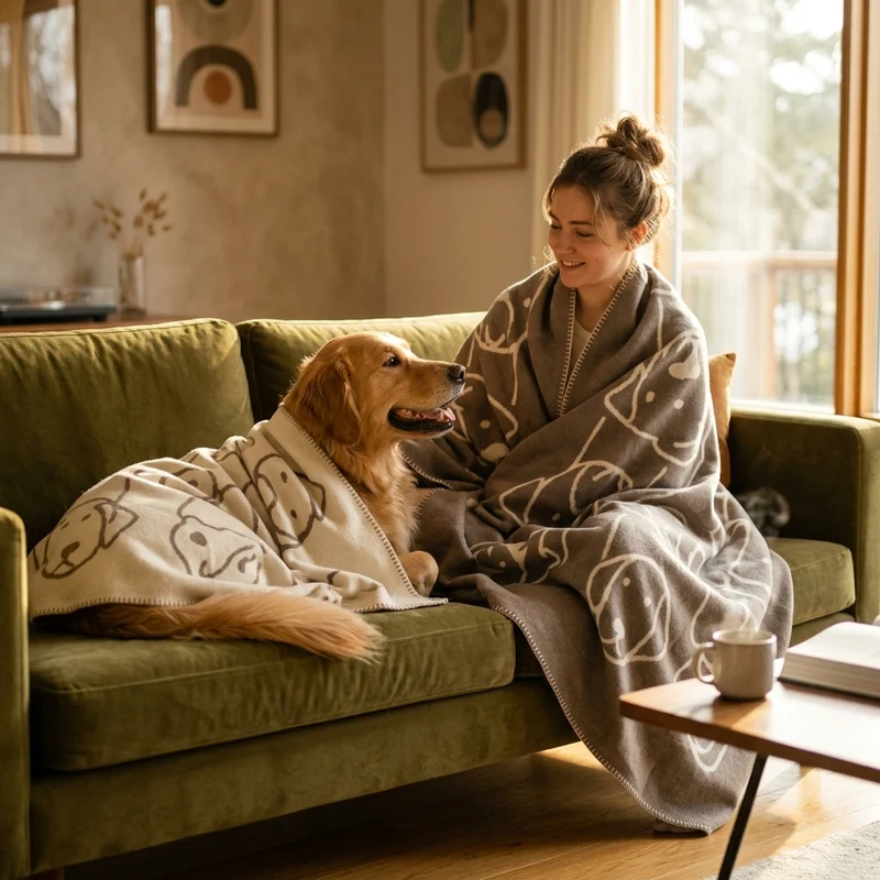 Hundedecke Dogs von Caruso - weich & flauschig - Global Recycled Standard zertifiziert