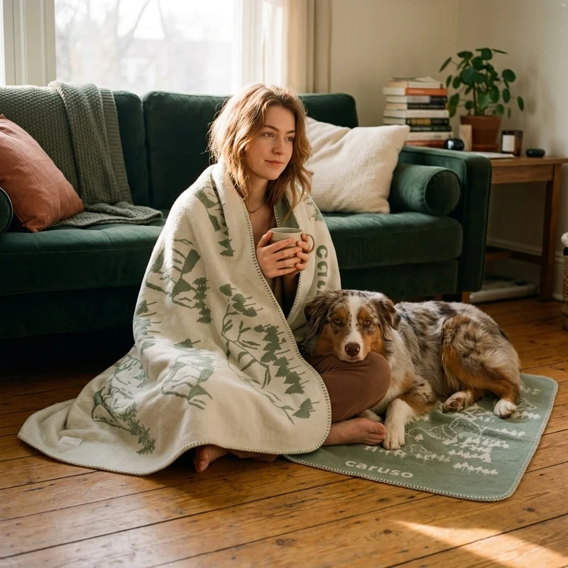 Hundedecke Forrest von Caruso - weich & flauschig - Global Recycled Standard zertifiziert