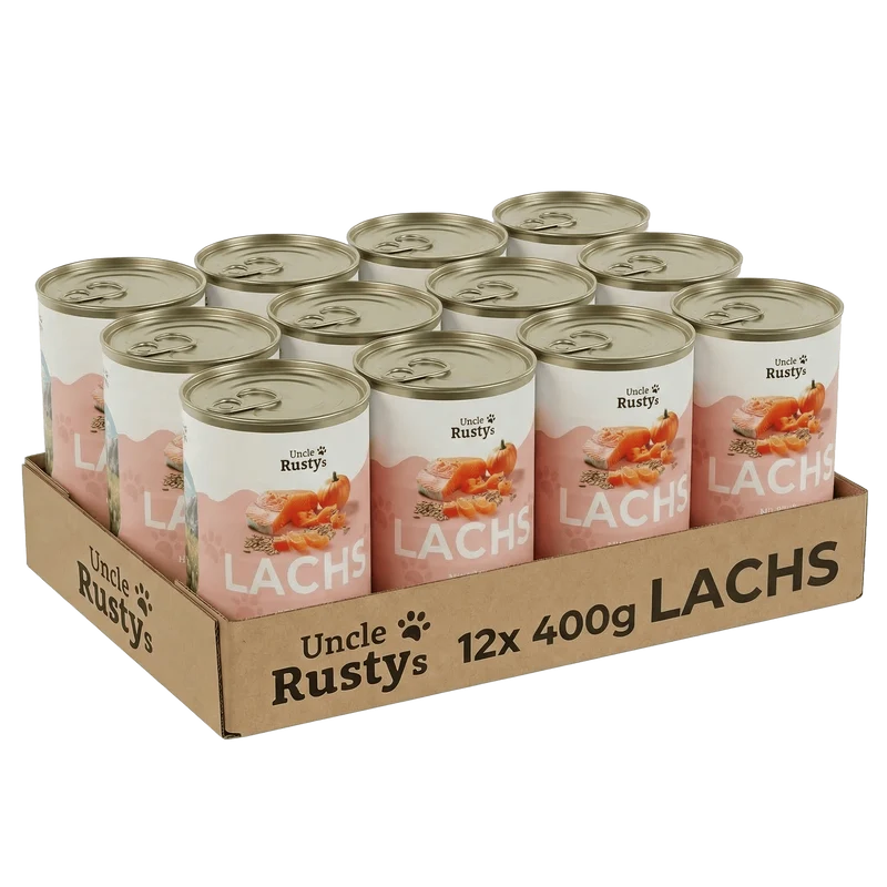 Uncle Rusty's Lachs mit Kürbis, Haferkleie und Apfel Nassfutter - regionale Zutaten