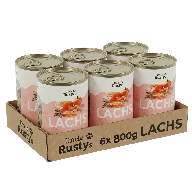 Uncle Rusty's Lachs mit Kürbis, Haferkleie und Apfel Nassfutter - regionale Zutaten