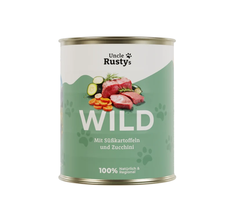 Uncle Rusty's Wild mit Süßkartoffeln und Zucchini Nassfutter - regionale Zutaten