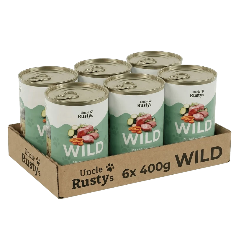 Uncle Rusty's Wild mit Süßkartoffeln und Zucchini Nassfutter - regionale Zutaten