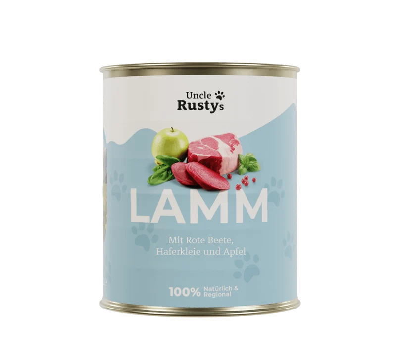 Uncle Rusty's Lamm mit Rote Beete, Haferkleie und Apfel Nassfutter - regionale Zutaten