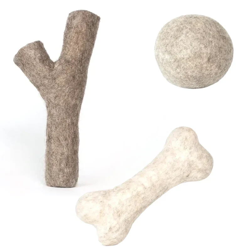 Hundespielzeug "Wollrausch" 3er-Set | 100% schadstoffgeprüft & Schafwolle | Zahnpflegend & schwimmfähig