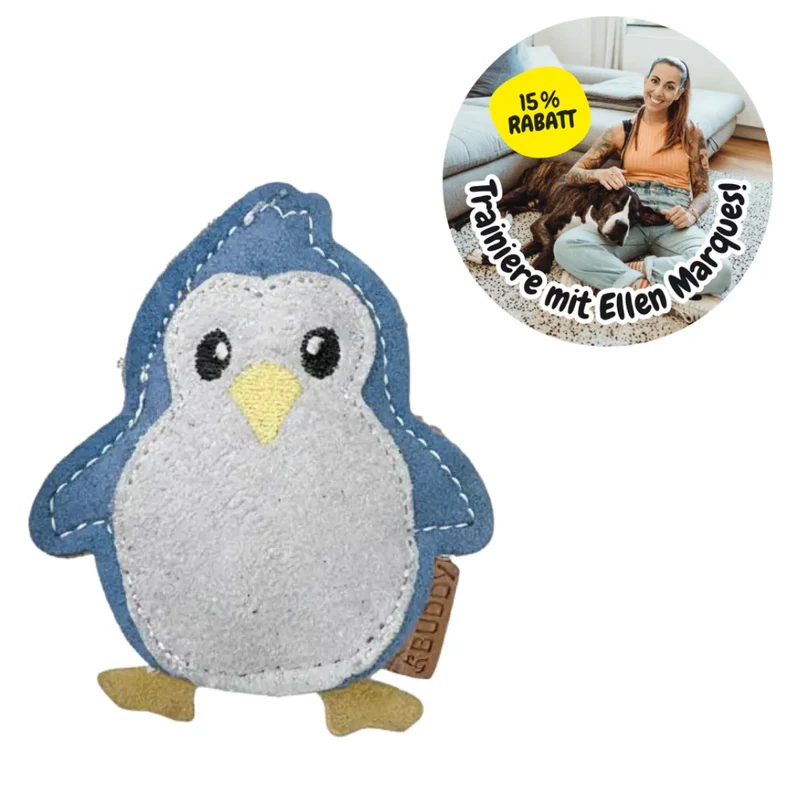 BUDDY. Leder Hundespielzeug Pinguin - für kleine Hunde - schadstoffgeprüft - inkl. 15% Hundetraining Ellen Marques