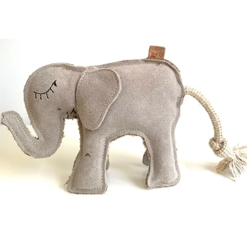 Fräulein Plath Hundespielzeug Elefant | Robust & schadstoffgeprüft | Upcycling-Wildleder