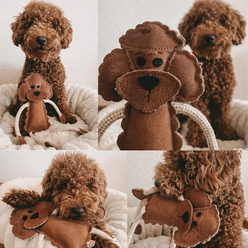 Fräulein Plath Hundespielzeug Pudel | 100% schadstoffgeprüft | Upcycling Leder