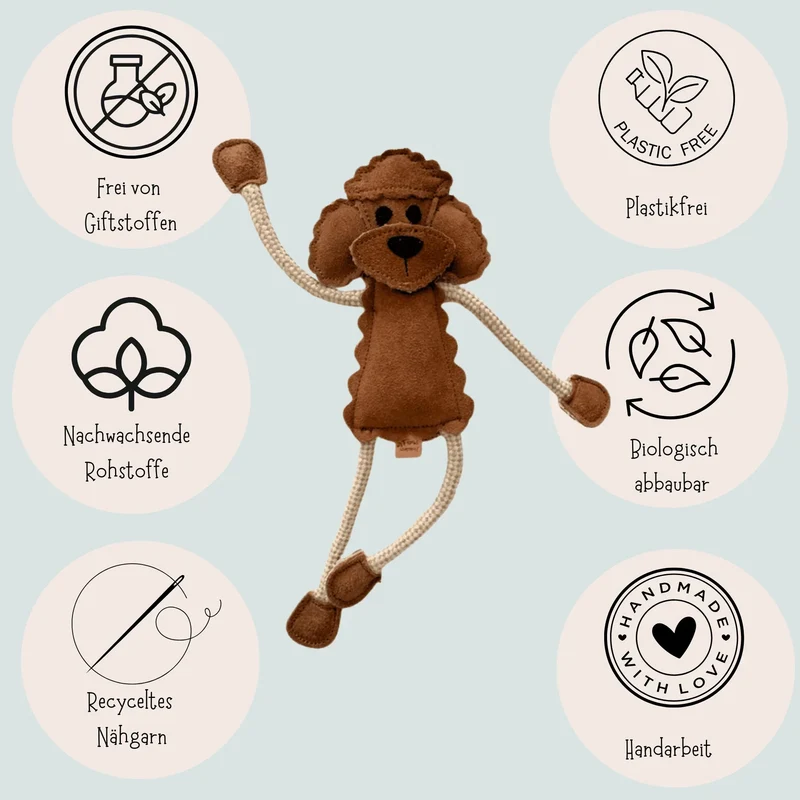 Fräulein Plath Hundespielzeug Pudel | 100% schadstoffgeprüft | Upcycling Leder