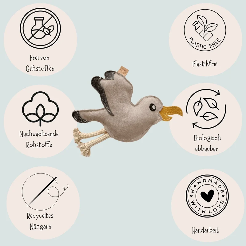 BUDDY. Hundespielzeug Leder Mick Möwe - schadstoffgeprüft - inkl. 15% Rabatt Hundetraining Ellen Marques