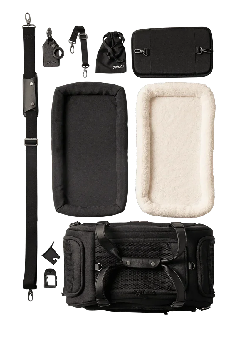 Flug- & Transporttasche Tavo Dupree II für Hunde & Katzen bis 9 kg | GREENGUARD-Gold-Zertifizierung | Farbe: Onyx
