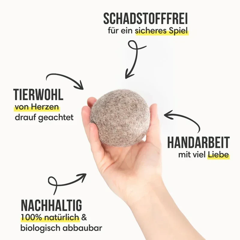 Hundespielzeug "La Bola" Hundeball | 100% Schafwolle | Zahnpflegend & schwimmfähig | Beige