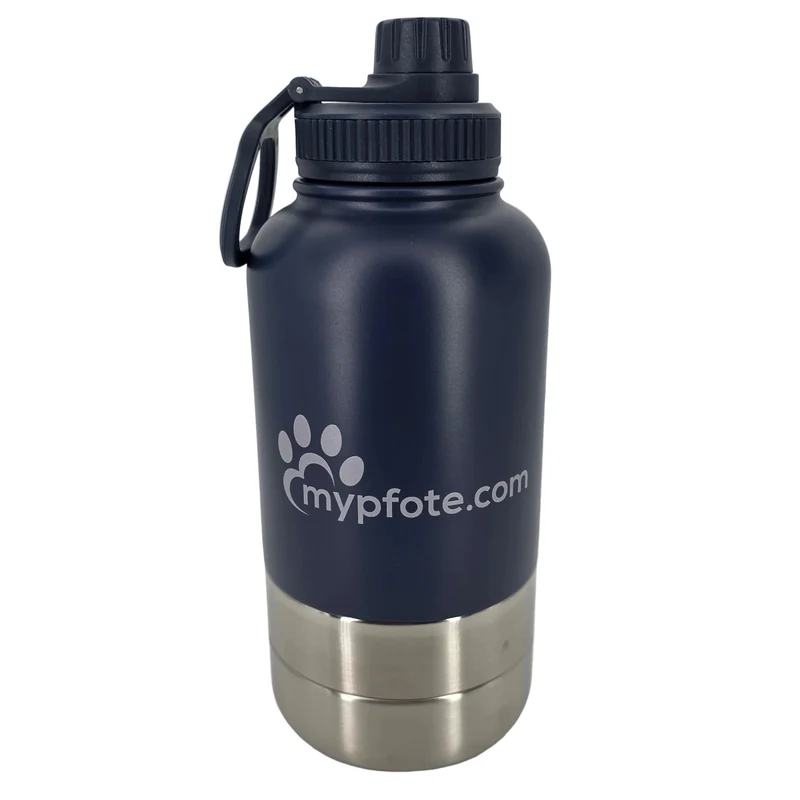 Hunde Trinkflasche, 3-in-1 . Wasser & Futter für unterwegs aus Edelstahl, 950ml