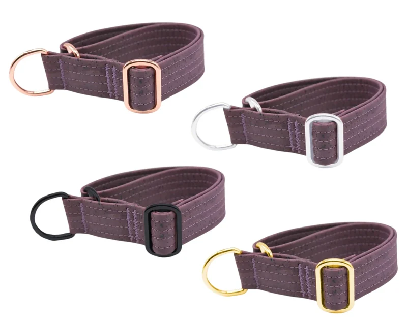 Zugstopp Halsband | Korkleder | Umweltfreundlich | Robust & Vegan | Flieder | Beschläge wählbar