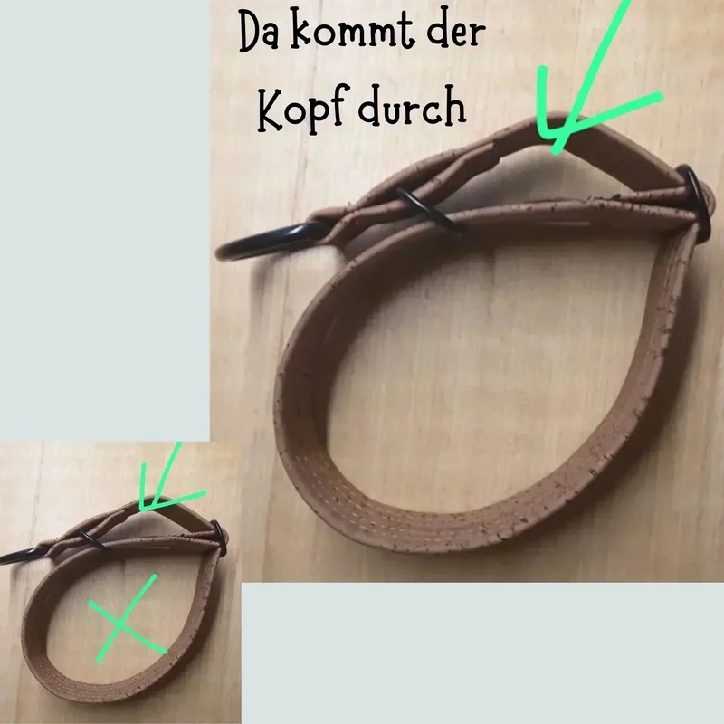 Zugstopp Halsband | Korkleder | Umweltfreundlich | Robust & Vegan | Braun | Beschläge wählbar