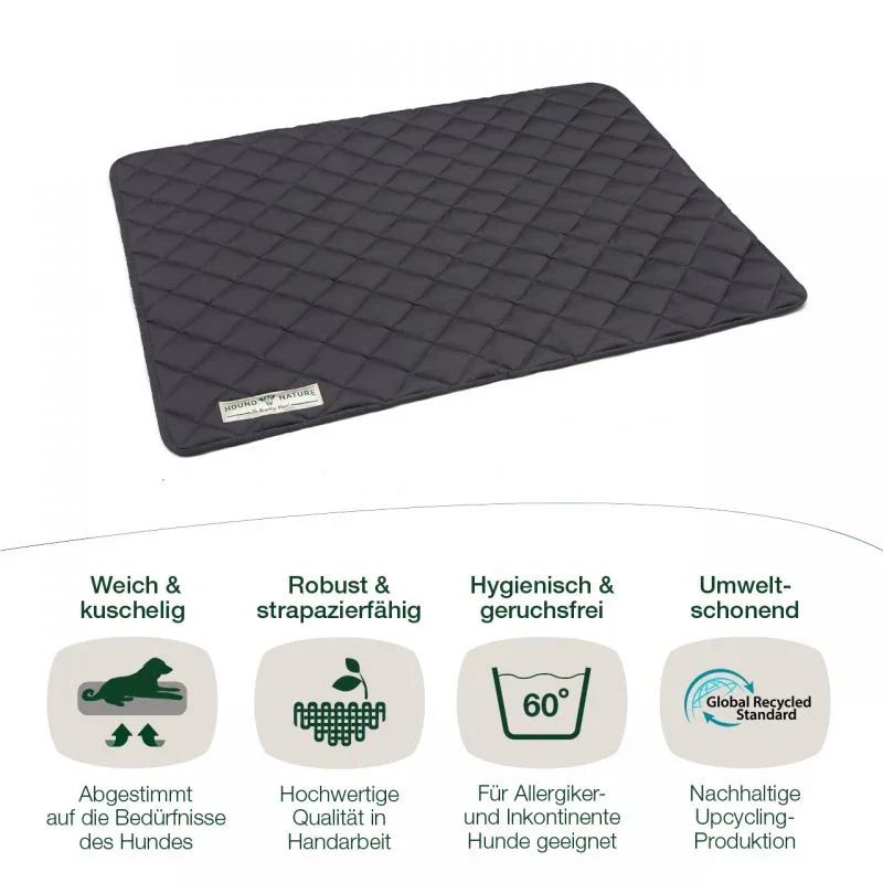 Öko Hundedecke Davos HOUND&NATURE | Wasserfest & recycelte Materialien | Oeko-Tex® Standard 100 | Grau