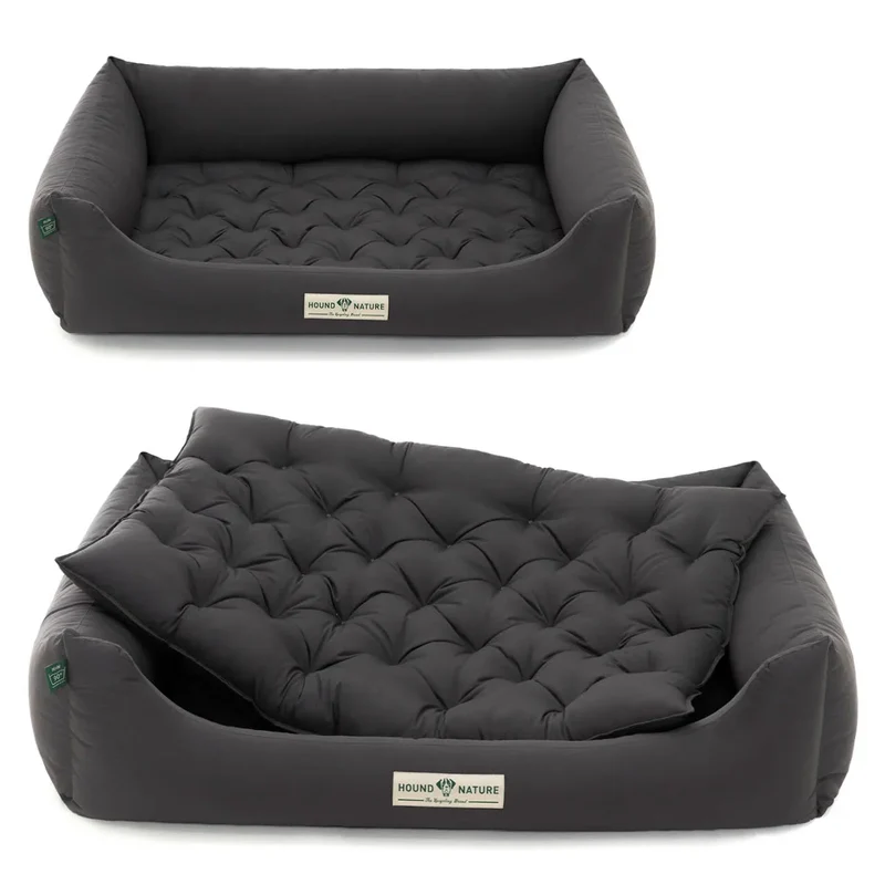 Orthopädisches Öko-Hundebett Zermatt von HOUND&NATURE | Recycelte Materialien | Oeko-Tex® Standard | Grau