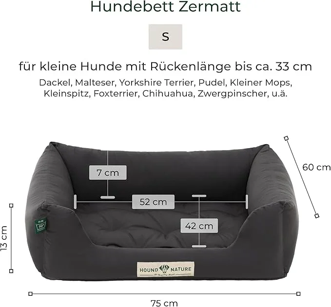 Orthopädisches Öko-Hundebett Zermatt von HOUND&NATURE | Recycelte Materialien | Oeko-Tex® Standard | Grau
