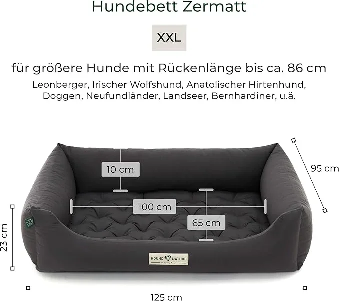 Orthopädisches Öko-Hundebett Zermatt von HOUND&NATURE | Recycelte Materialien | Oeko-Tex® Standard | Grau