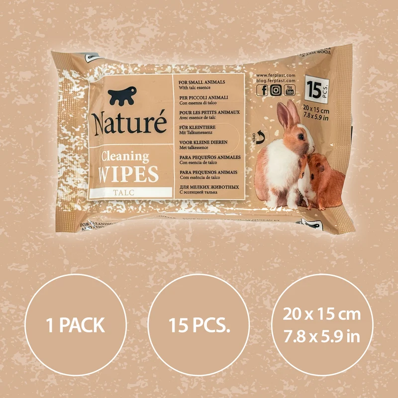 TALKUM-TÜCHER FÜR KLEINTIERE NATURÉ (X15)