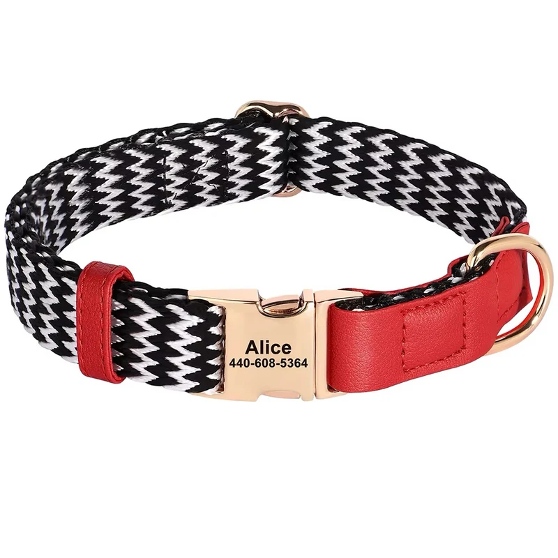 Personalisiertes Hundehalsband Lovi aus Nylon & Leder – Name & Telefonnummer (S–L)