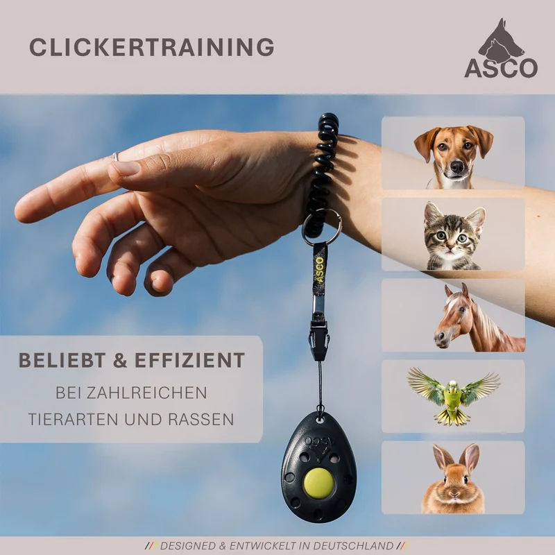ASCO Finger Clicker – Clickertraining Premium Klicker für Hunde, Katzen, Pferde