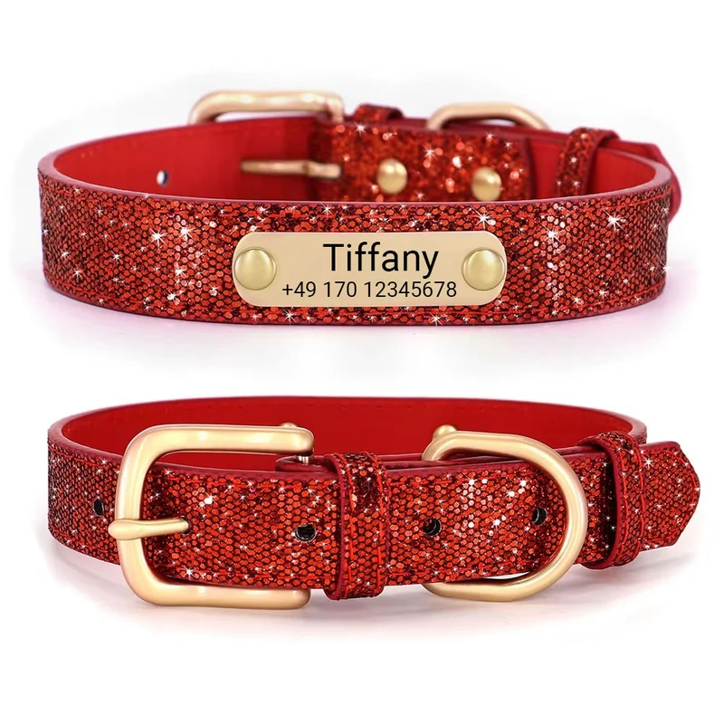 Hundehalsband "Tiffany" mit Namen und Telefon personalisiert. Lasergravur inklusive.