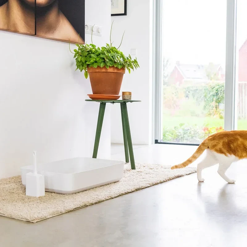Nachhaltige Katzentoilette HOOPO® Poh | 100% recycelt | Weiß