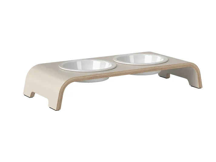 Futterstation catBar® | Porzellan | Cashmere grey | Holz aus zertifizierter Forstwirtschaft