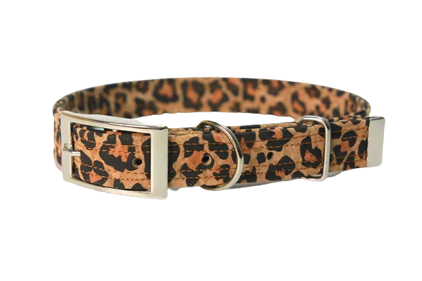 Hundehalsband mit Dornschnalle | Korkleder | Umweltfreundlich | Robust & Vegan | Leo/Silber