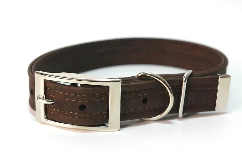 Kork Halsband mit Dornschnalle | Korkleder | Umweltfreundlich | Robust & Vegan | Braun/Silber
