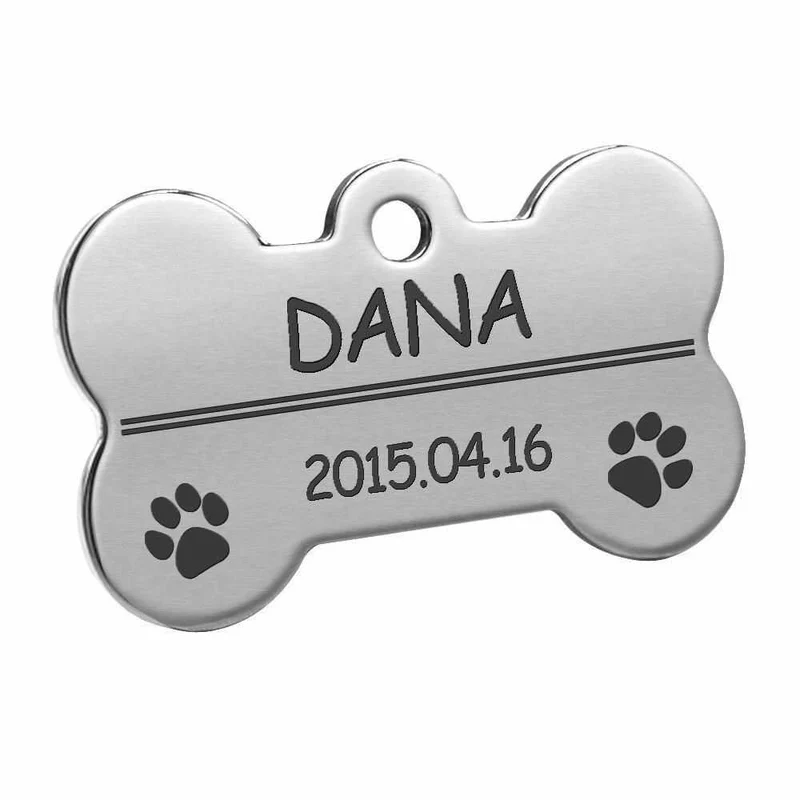 Personalisierte Hundemarke Knochenform – Individuell gravierte Metallmarke für Hunde & Katzen – Robustes Material, verschiedene Größen & Farben