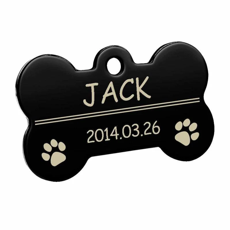 Personalisierte Hundemarke Knochenform – Individuell gravierte Metallmarke für Hunde & Katzen – Robustes Material, verschiedene Größen & Farben