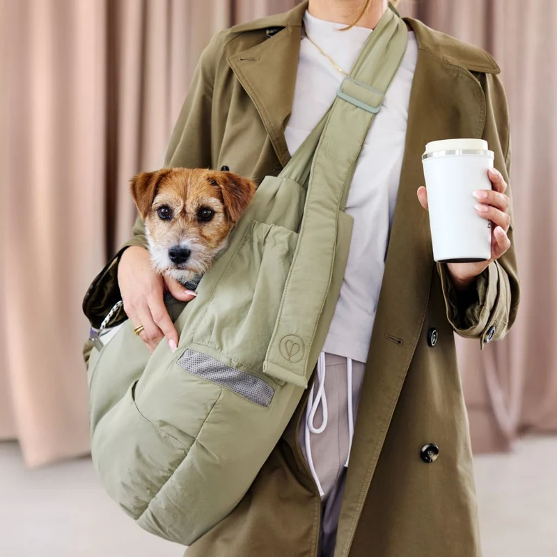 Hundetragetasche Bara Crinkled Pale Olive